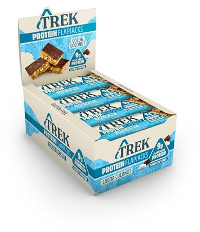 JB's Trek High Protein Flapjack Cocoa Coconut - Gluten Free - Plant Based - Vegan Snack - 50g x 16 bars