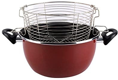 Vitrinor AUTHENTIC BORGOGNA Friteuse 24Ø - Antiadhésive bicouche renforcée. Fond 100% Full Induction. Extérieur bordeaux. 50% d'économie d'énergie, 5,5 litres, acier
