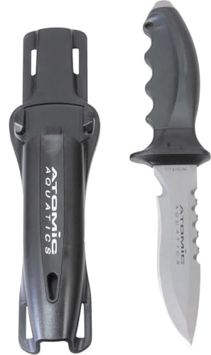 Atomic Aquatics Titanium Ti6 - Cuchillo de buceo para buceo con punta contundente y punta puntiaguda para bucear