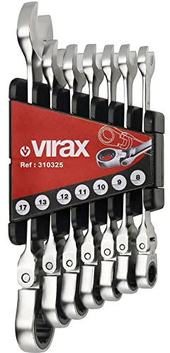 jeu de 7 clés à cliquet - tête flexible à 180 degrés - d8-9-10-11-12-13-17mm - virax 310325