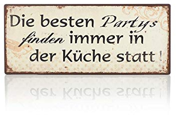 LAFINE Plaque The Best Parties Always Find in Kitchen Place Vintage Tin Sign Door 30 cm