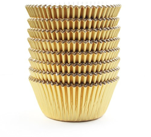 Eoonfirst Gold Foil Metallic Cupcake Case Liners Baking Muffin Paper Cases 198 Pcs
