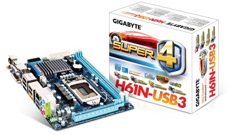 Gigabyte GA-H61N-USB3 Sockel1155 Mainboard (mini-ITX, Intel H61, 2X DDR3, PCI-e, eSATA/SATA II, USB 3.0)