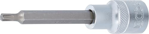 BGS 4160 | Bit-Einsatz | Länge 100 mm | Keil-Profil (für RIBE) M5 | Antrieb Innenvierkant 12,5 mm (1/2) | Chrom-Vanadium-Stahl | verchromt, matt | mit Rändelung