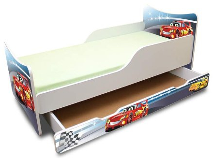 Best For Kids Kinderbett mit Schaummatratze mit TÜV Zertifiziert 70x140 - Cars II MIT SCHUBLADE