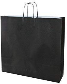 Papiertragetaschen mit Kordel extra groß 54 + 14 x 50 cm (25 Stück, SCHWARZ)