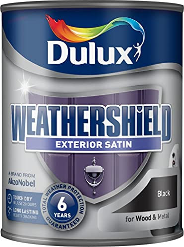 Dulux Weathershield Satin 750ml Black (419497)