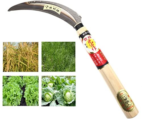 Cocktail7 Hounen - Falce giapponese con lama dentata, 17 cm, per giardino, taglia erba di edera e raccolta, in acciaio inossidabile
