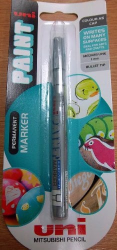 Uni Paint Permanent Silver Ink Marker Pen Medium Line 1mm Bullet Tip