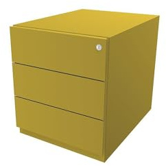 BISLEY Rollcontainer Note mit Griffleiste, 3 Universalschubladen, Metall, 641 Zinkgelb, 56.5 x 42 x 49.5 cm