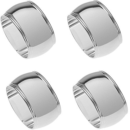 Silberkanne 4X Serviettenringe Frankfurt, Oval 5x3 cm, Versilbert, Premium-Qualität für Stoffservietten, inkl. Geschenkverpackung