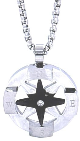 amorili Collana Rosa dei Venti Bussola in Acciaio Inox – Pendente Nautico Unisex, Catena Regolabile da 45–50 cm – Idea Regalo Viaggio, Mare, Avventura - cln0170