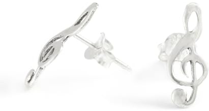 Silverly Violinschlüssel-Ohrstecker aus 925er Sterlingsilber für Damen | Kleine Silberne Ohrstecker mit Musiknoten | Geschenke für die Freundin | Schmuck für Teenager-Mädchen | Hypoallergene Ohrringe