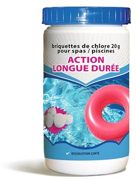 BSI - Chlore Lent - Chlore Action Longue Durée - Dissolution Lente - Désinfection De l'Eau - Spécial Bactéries - Idéal Pour Piscine Et Spa - Galets 20g - 1Kg
