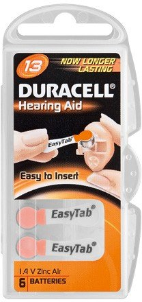 Duracell V13 6-BL (PR48/DA13) Zinc Air 1.4V Non-Rechargeable Battery - Non-Rechargeable Batteries (Zinc Air, Button/Coin, 1.4V, 6pc(s), 310mAh, 5.4mm)