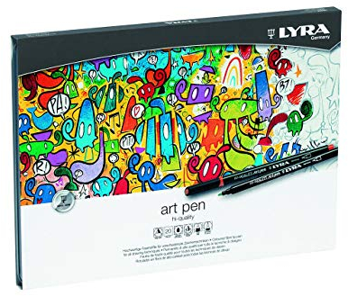 LYRA 6751200 Art Pen Faserstifte, Fasermaler, farbig sortiert, 25,5 x 19 x 1,5 cm, 20 Faserstifte