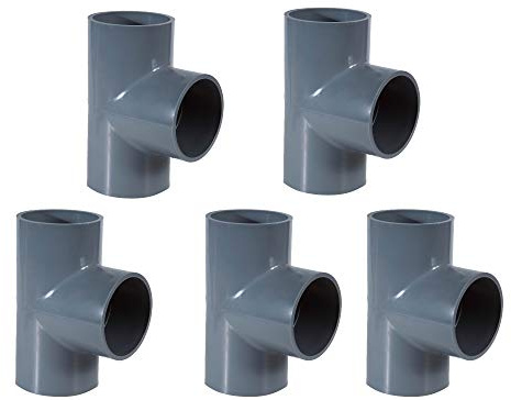 EXCOLO PVC Rohr und Rohrverbinder Ø 50 mm Winkel Kniestück Muffen T-Stück Kappen Fittings (5 x T-Stücke)