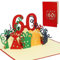 LINPOPUP® Pop-Up Karte 60 Geburtstag, 3D Geburtstagskarte mit Umschlag, Happy Birthday - Gutscheinkarte zum Geburtstag, Geschenk für Freund, Mann, Jubiläum, 60 Zahl rot, N22