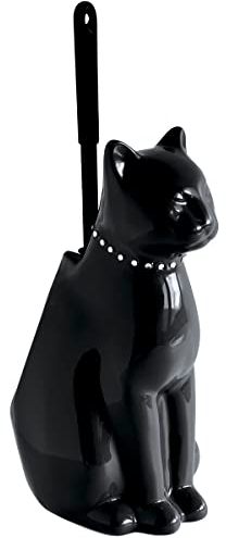 Pot à Balai Brosse WC Chat Noir Onyx, 15 x 12 x 29.5 cm