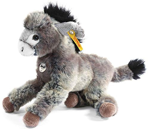 Steiff Kuscheltier Kleiner Freund Esel Issy, Süßes Stofftier mit Kunststoffaugen, Kinder, Jungen & Mädchen, Plüschtier 24 cm, Hellgrau, 280337