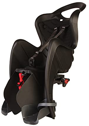 Mr Fox - Fahrradrücksitz für Kinder bis 22 kg, von 3 bis 8 Jahren - Fixierung am Gepäckträger - Schwarz