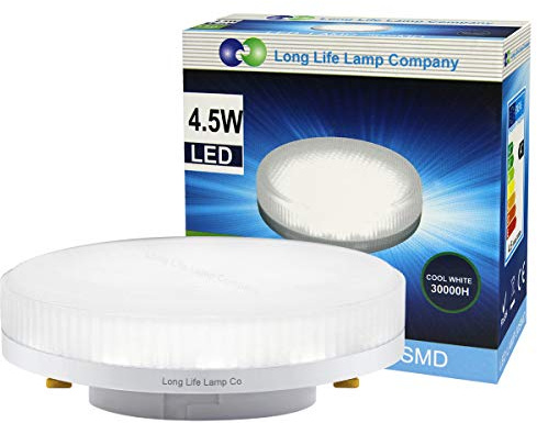 Long Life Lamp Company 4.5W GX53 LED SMD Replacement for CFL Pure White Under Cabinet Light GX53 Replacements