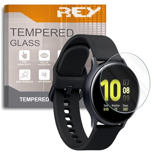 REY Pellicola salvaschermo per Samsung Galaxy Watch Active 2 40mm - Gear Sport SM-R600 - Galaxy Watch 3 41mm, Vetro temperato, di qualità Premium