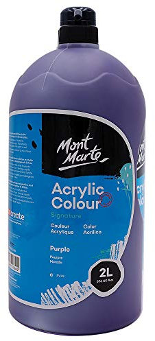 MONT MARTE Discovery School Peinture acrylique Violet 2 l Idéal pour les étudiants et les artistes Excellente couverture et séchage rapide Couvercle pompe inclus