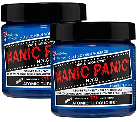 Manic Panic Atomic Turquoise Classic Cream, vegane, tierversuchsfreie, semi-permanente Haarfarbe, 2 x 118 ml