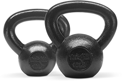 Yes4All Unisex-Erwachsene KS92 Combo Gusseisen Kugelhantel Gewichte Sets-Ideal für Ganzkörpertraining und Krafttraining-Kettlebells 10 (Schwarz), A 4,5-6,8 kg, 11.3 kg