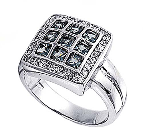 Kleine Schätze - Damen-Ring/Verlobungsring - 925 Sterlingsilber - Aquamarin/Zirkonia