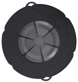 Kochblume das Original, Silikon Überkochschutz für Töpfe und Pfannen, Mikrowellen-Deckel, Spritzschutz und Dampfgar-Aufsatz | (anthrazit, XL | Topfgröße 20-28cm)