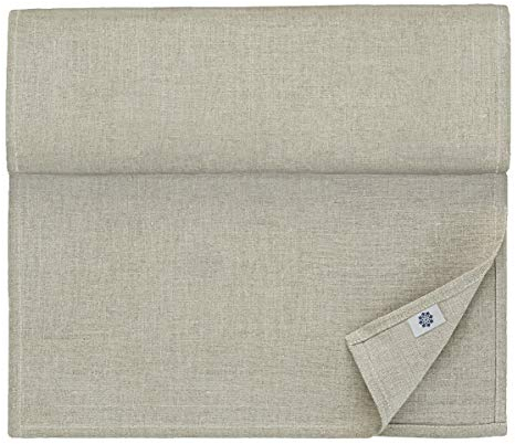 Linen & Cotton Klassischer Tischläufer Natur/Tischband Anabella- 100% Leinen, 47 x 180cm (Natur/Grau/Beige), Ideal für Hochzeit Gastronomie Hotel Restaurant Catering Vereinsfeier Geburtstagsfeier