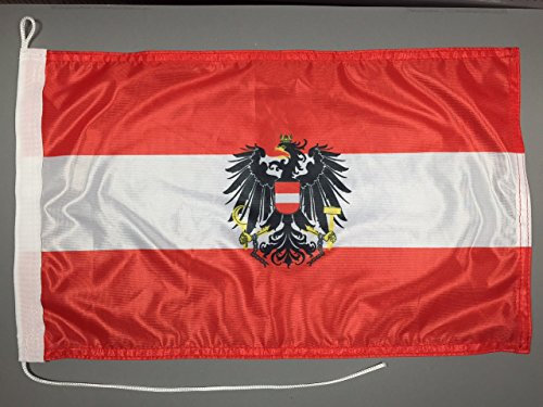 Buddel-Bini Bootsflagge Österreich mit Wappen Adler 30 x 45 cm in Profiqualität Flagge Motorradflagge