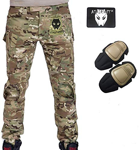 ATAIRSOFT Männer Kampfhose Armee Militärische Taktische Airsoft Paintball Schießen BDU Hose mit Knieschützern MC M