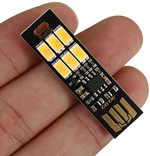 Kasstino Portable Mini Pocket Card Lamp 6 LED Nightlight USB Power Light Touch Dimmer