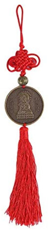 lachineuse Guanyin Medaille mit Anhänger – Der Schutz der Familie, Rot