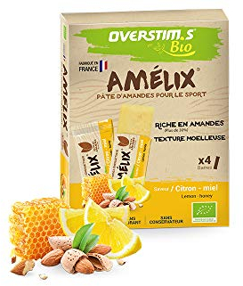 OVERSTIM.s - Amélix Bio (4 barres) - Citron Miel - Barre énergétique pour le Sport - Energie progressive -Texture moelleuse et savoureuse 100 g