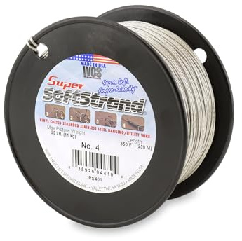 Wire & Cable Specialties Super Softstrand, Vinylbeschichteter Draht aus Edelstahl, Größe 4, 259 m Bilddraht, Edelstahl