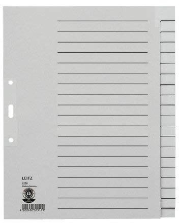 5 Stück LEITZ Blanko - Register 1220 / Vollformat DIN A4 / Papier / Überbreite / 20-teilig