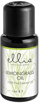 Ellia Aroma Diffusor Ätherische Ölmischung Zitronengras, Reines Aromatherapie Diffusion, Uplifting + Frisch, Motivation + Klarheit, Verleiht der Luft eine erfrischende Note, Langlebige Flasche, 15 m