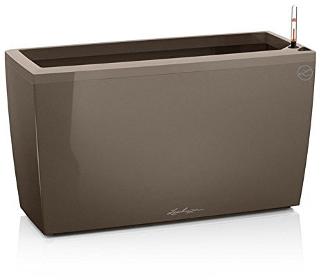 Lechuza Fioriera Rettangolare CARARO 75x30 H43 Vaso con Auto irrigazione Tortora Lucido