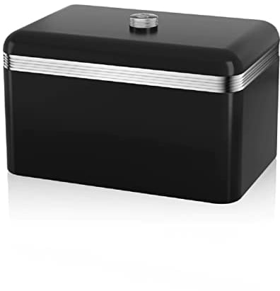 Swan SWKA1010BN Retro Bread Bin, Metal, 18 Litre, Black