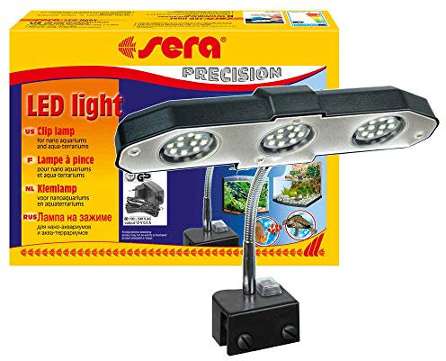 sera 31138 LED Light 3 x 2 W 1 LED Light (6 W / 12 V) with Slim Reflector for Lighting for Aquarium and Terrarium Such as Nano Aquariums Cube 16 L Silver