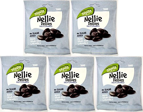 5 x TOMS NELLIE DELLIES SALTY LIQUORICE STEVIA LAKRITZ ZUCKERFREI 90g Incl. Goodie von Flensburger Handel