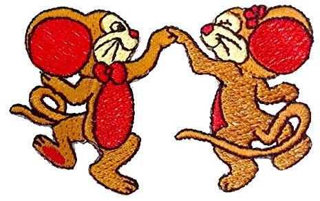 Applikation Patch Sticker tanzende Mäuse 7,5 x 4,2cm AF307-52