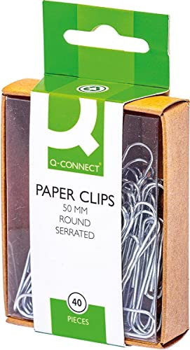 Q-Connect KF02025Q Büroklammern, 50 mm, geriffelt, 400 Stück (10 Packungen à 40 Stück)