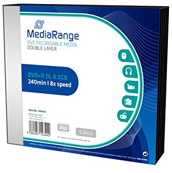 MediaRange MR465 Rohlinge und Speichermedien DVD+R Double Layer 8, 5G, 240min 8x Speed, Slimcase Pack 5