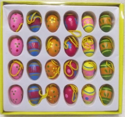 260235 Ostereier aus Holz 2cm 24 Stück Packung, bunt bemalt, Oster Deko, Ostern, Holzeier
