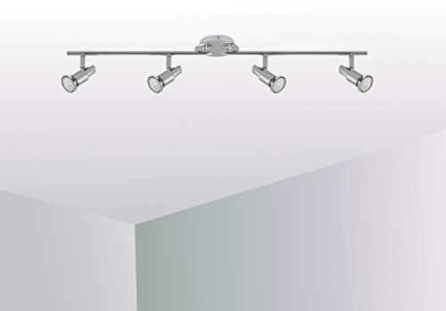 Trango 4-flammig 2890-048SD LED Deckenleuchte *OSCAR* in Chrom-Optik inkl. 4x 5 W 3-Stufen dimmbar GU10 LED Leuchtmittel Deckenlampe Deckenstrahler schwenkbar